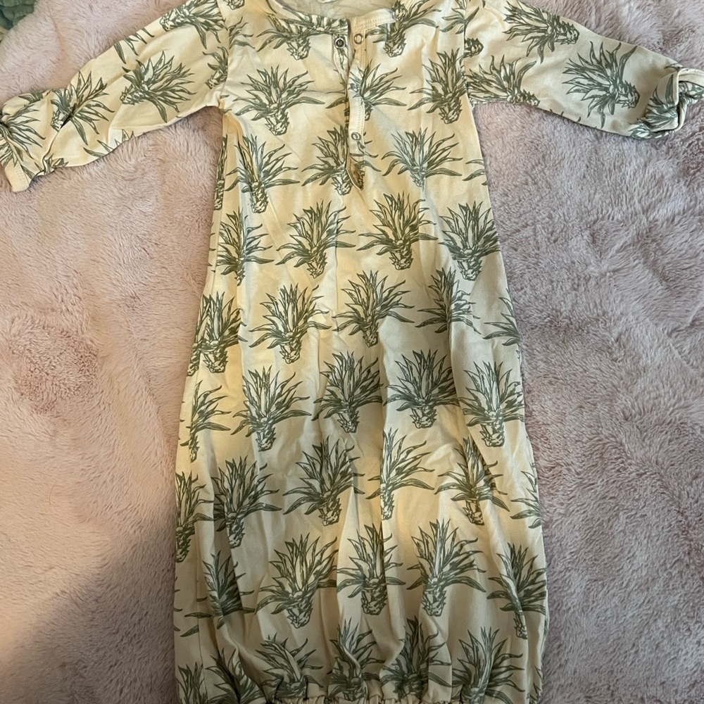 Kate Quinn Cream and Green Botanical Baby Outfit